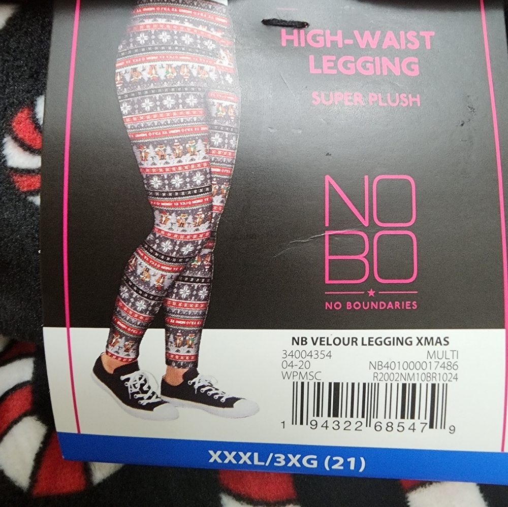 No Boundaries NWT Candy Cane High Waisted Super Plush Leggings Size 3XLarge